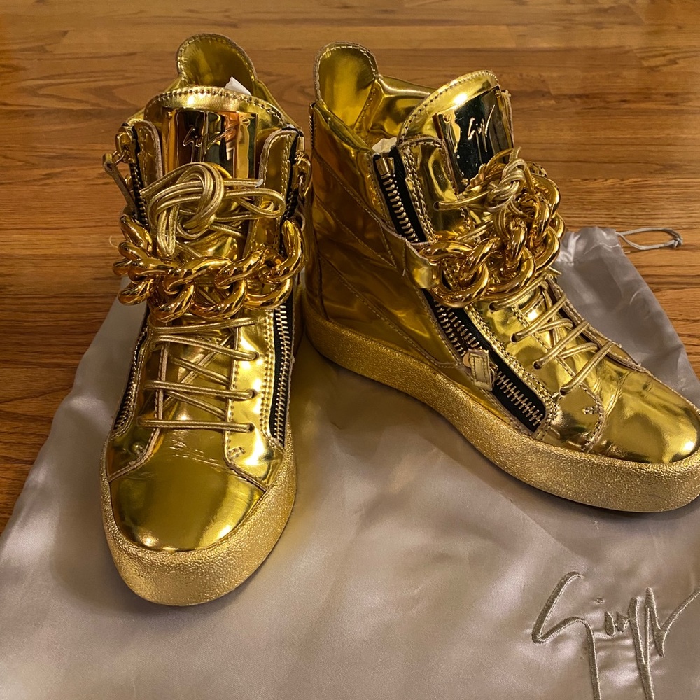 Giuseppe Zanotti Metallic Gold Sneakers